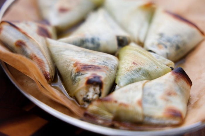 Stuffed Leeks with Labneh & Spinach, Almond Sauce