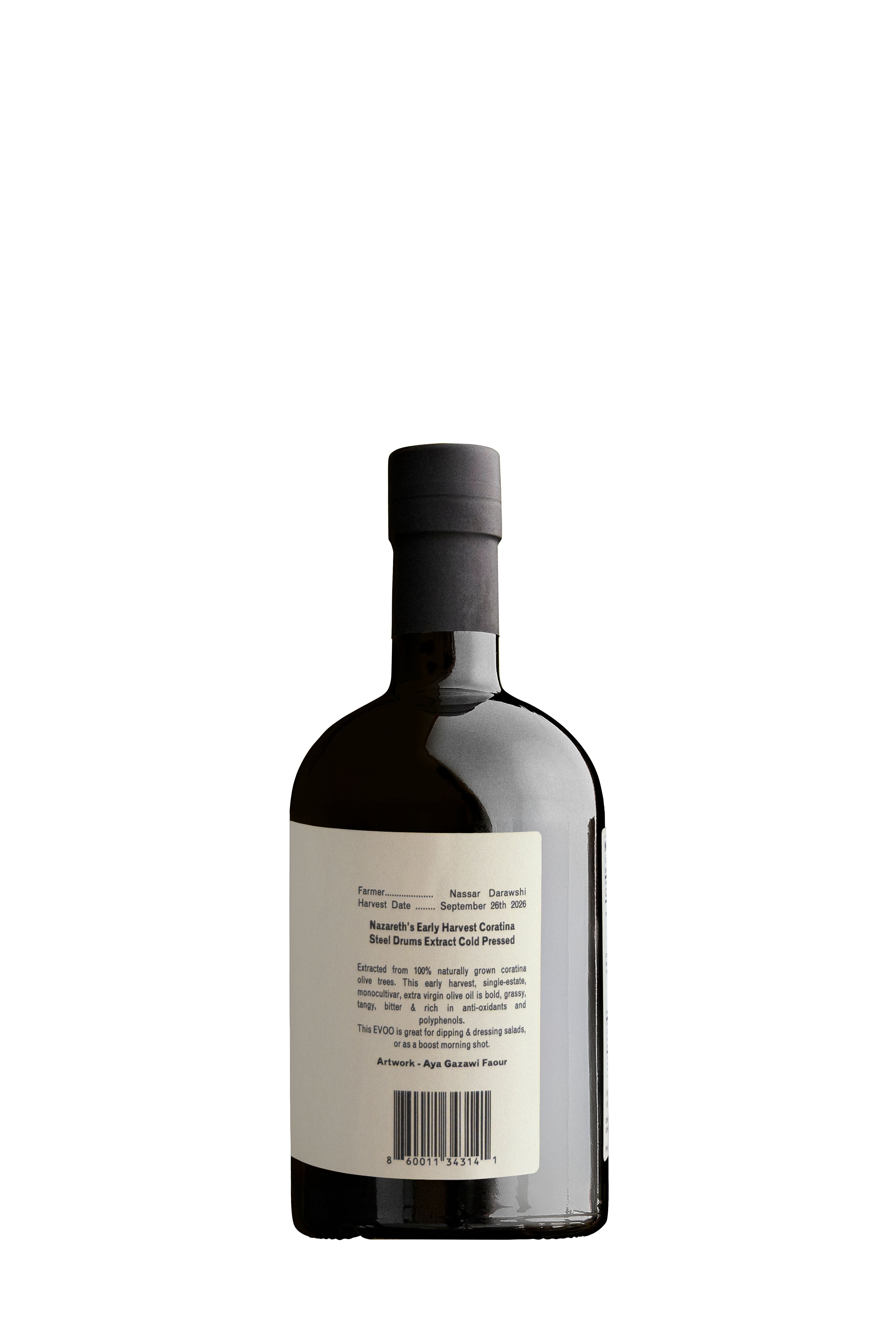 Coratina Early Harvest extra virgin olive oil, 500 ml, side