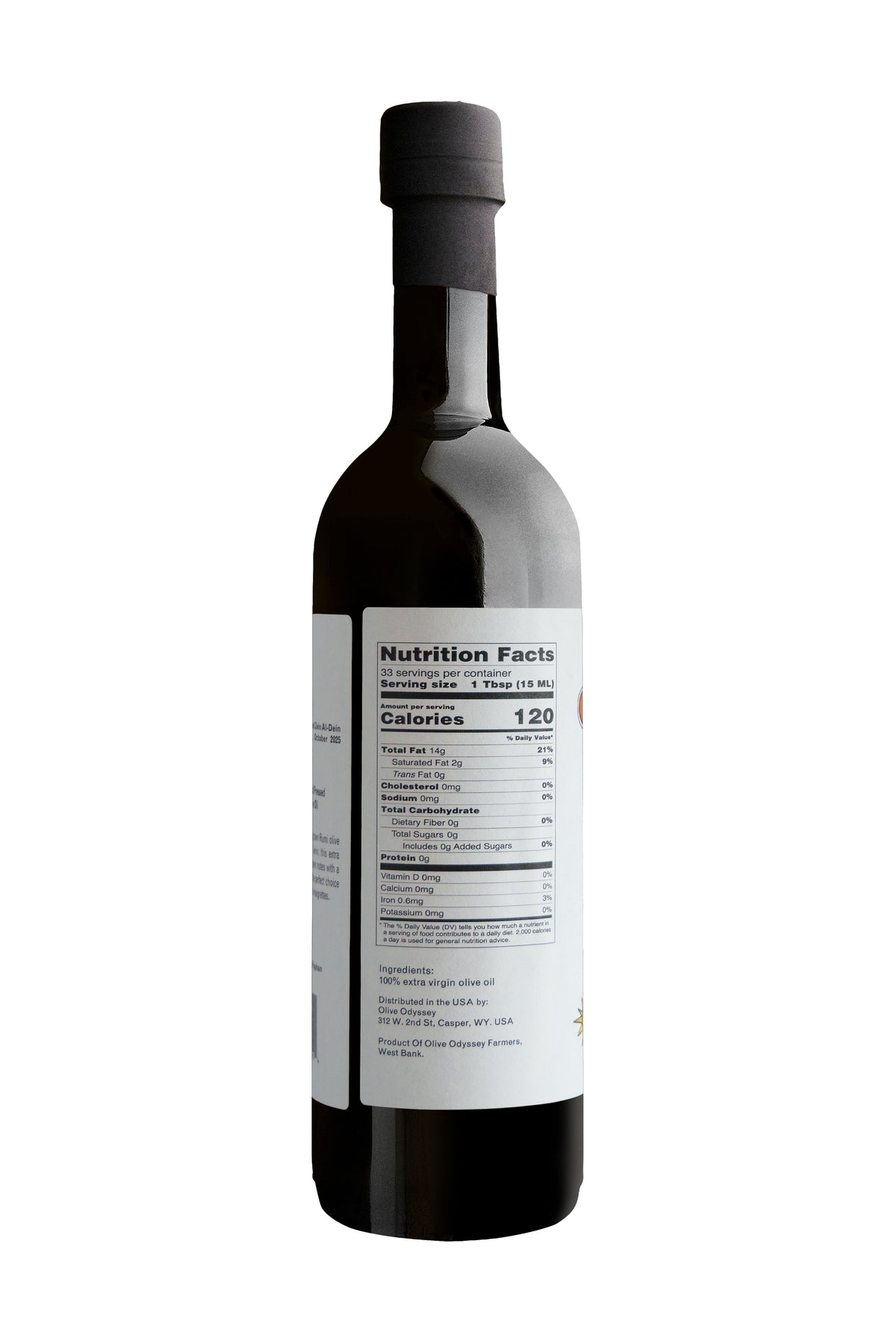 Jenin extra virgin olive oil, 750 ml, back