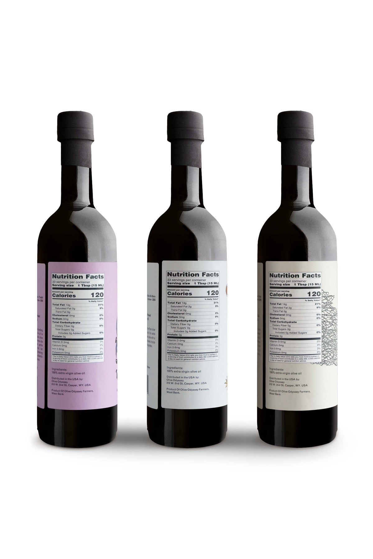 The Oil Shelf, 3 bottles, back