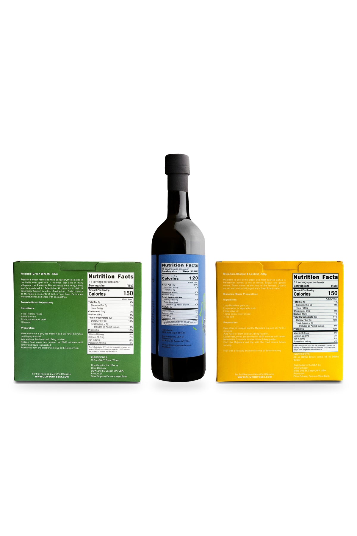 Mi'ilya Koroneiki, Palestinian Freekeh and Mujadara Mix, back labels